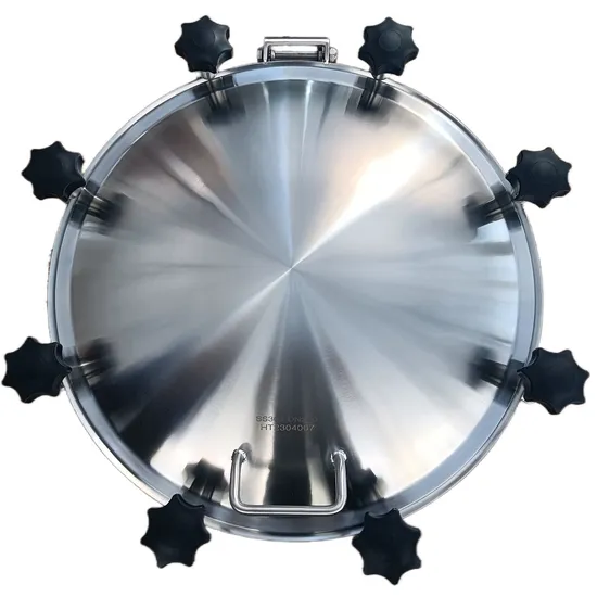 Sanitary SS304 Manway Hygienic Stainless Steel 400mm Manway Cover Price Pressure Round Manhole Cover 